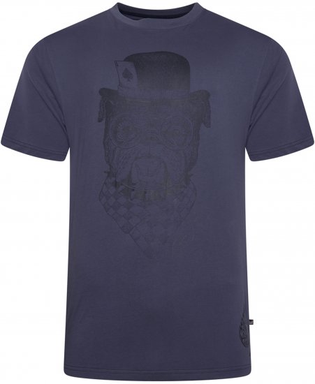 Kam Jeans 5794 Bulldog Printed T-Shirt Navy - Tricouri cu imprimeu - Tricouri cu imprimeu mărimi mari