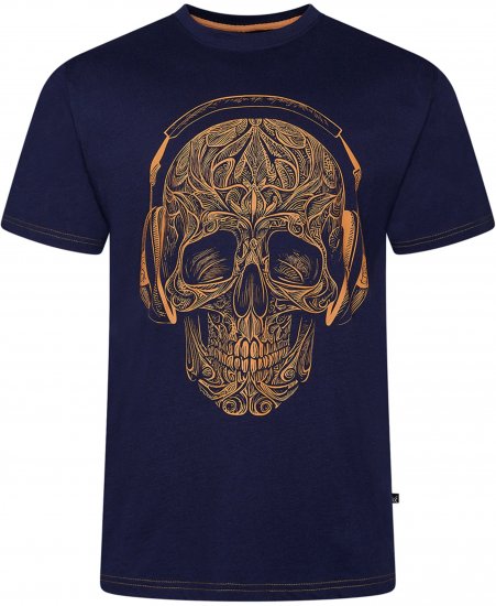 Kam Jeans 5795 Skull Printed T-Shirt Navy - Tricouri cu imprimeu - Tricouri cu imprimeu mărimi mari