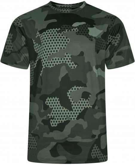 Kam Jeans AP016 Camo Technical T-Shirt Charcoal - Tricouri cu imprimeu - Tricouri cu imprimeu mărimi mari