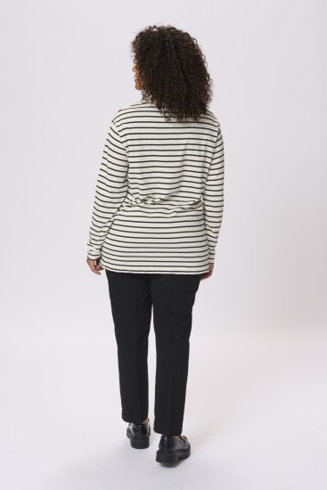Kaffe Curve Winni Mânecă lungă Tricou Alb antic/Negru dungă - Tricouri - 