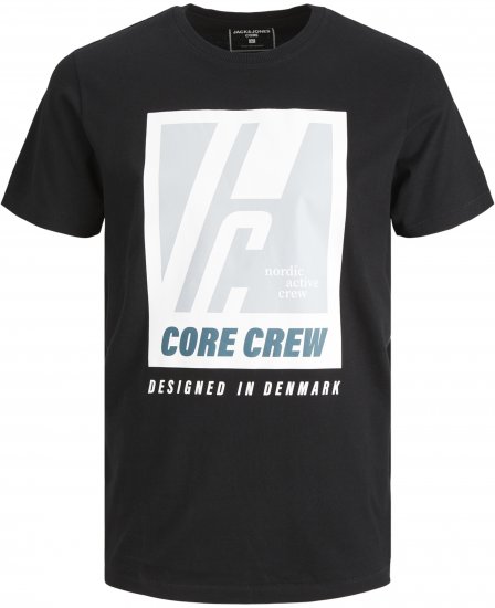 Jack & Jones Spring Logo T-Shirt Black - Tricouri - Tricouri Bărbați Mărimi Mari