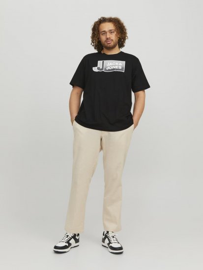 Jack & Jones Logan T-Shirt Black - Tricouri - Tricouri Bărbați Mărimi Mari