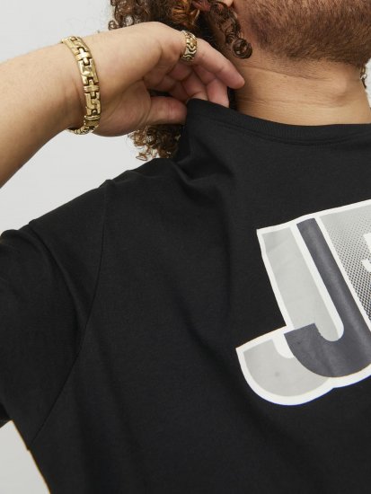 Jack & Jones Logan T-Shirt Black - Tricouri - Tricouri Bărbați Mărimi Mari