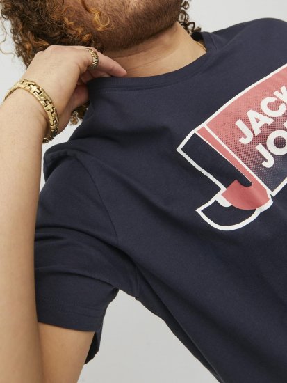 Jack & Jones Logan T-Shirt Navy - Tricouri - Tricouri Bărbați Mărimi Mari