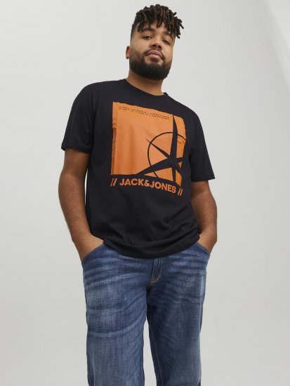 Jack & Jones Conrad T-Shirt Black - Tricouri - Tricouri Bărbați Mărimi Mari