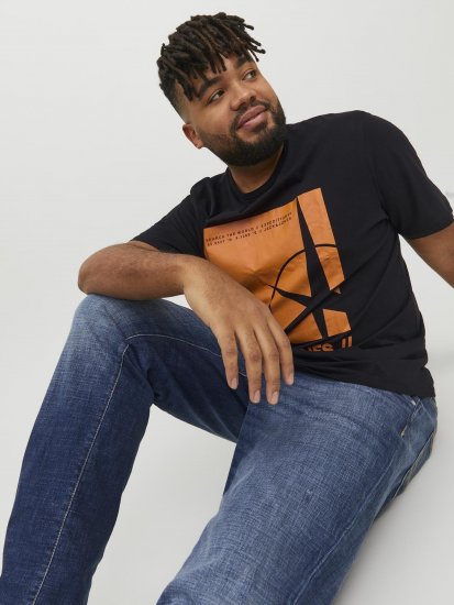 Jack & Jones Conrad T-Shirt Black - Tricouri - Tricouri Bărbați Mărimi Mari