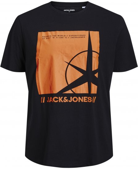 Jack & Jones Conrad T-Shirt Black - Tricouri - Tricouri Bărbați Mărimi Mari