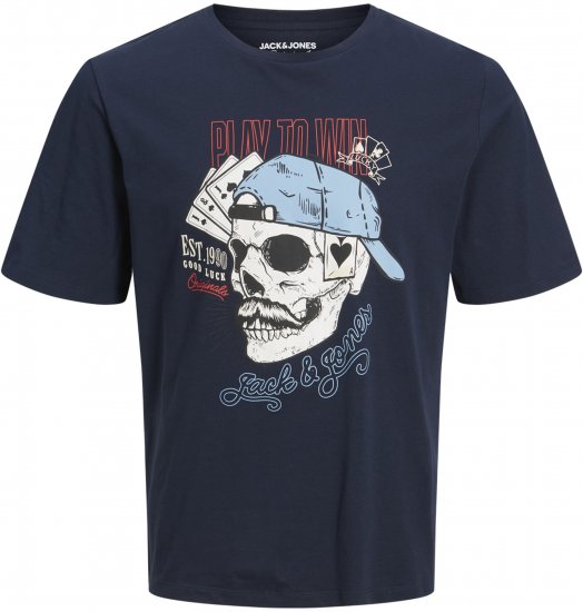 Jack & Jones Roxbury T-Shirt Navy - Tricouri - Tricouri Bărbați Mărimi Mari