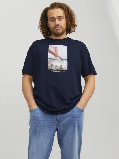 Jack & Jones Copenhagen Photo T-Shirt Navy - Tricouri - Tricouri Bărbați Mărimi Mari
