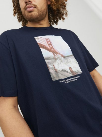 Jack & Jones Copenhagen Photo T-Shirt Navy - Tricouri - Tricouri Bărbați Mărimi Mari