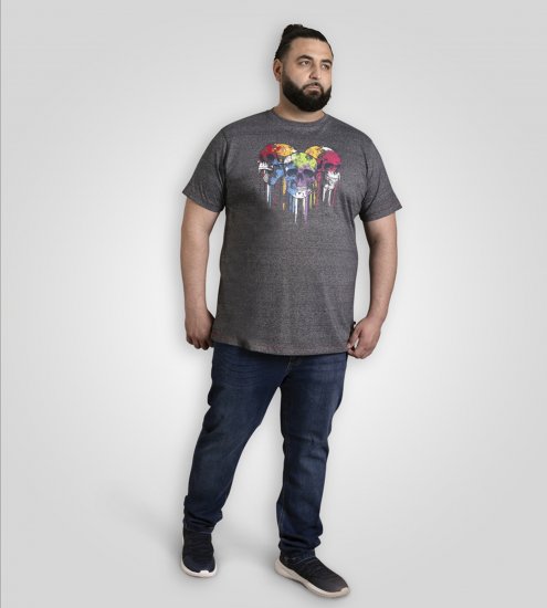 D555 Coalville T-Shirt Skulls with Colored Drips Navy Twist - Tricouri - Tricouri Bărbați Mărimi Mari