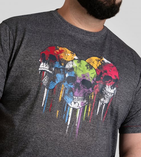 D555 Coalville T-Shirt Skulls with Colored Drips Navy Twist - Tricouri - Tricouri Bărbați Mărimi Mari