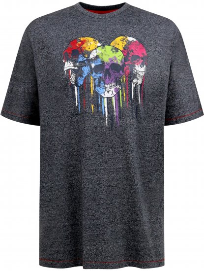 D555 Coalville T-Shirt Skulls with Colored Drips Navy Twist - Tricouri - Tricouri Bărbați Mărimi Mari