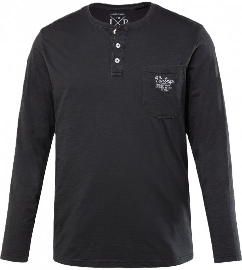 JP1880 T-Shirt Henley Long Sleeve Black TALL - ÎMBRĂCĂMINTE BĂRBAȚI MT-6XLT - Tall dimensiuni bărbați