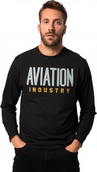 JP1880 T-Shirt Long Sleeve Aviation Black TALL - ÎMBRĂCĂMINTE BĂRBAȚI MT-6XLT - Tall dimensiuni bărbați