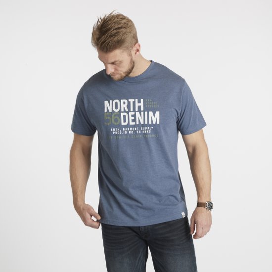 North Latitude Denim Printed T-Shirt Blue Melange TALL - TALL T-shirts - 