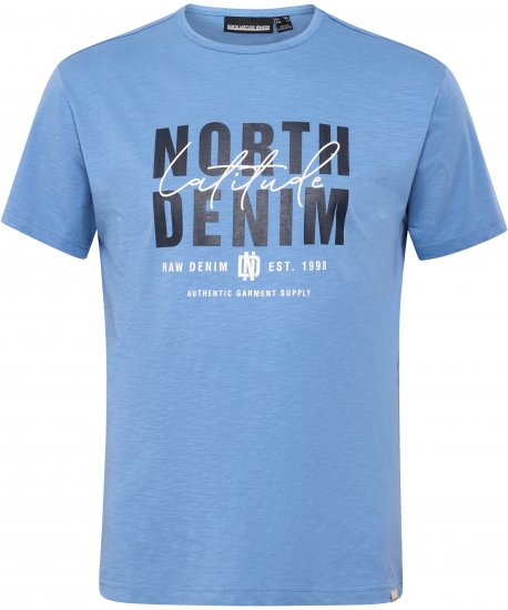 North Latitude Denim Printed Logo T-Shirt Dusty Blue TALL - TALL T-shirts - Tricouri pentru Bărbați Înalți