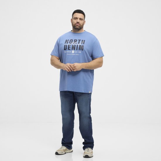 North Latitude Denim Printed Logo T-Shirt Dusty Blue TALL - TALL T-shirts - Tricouri pentru Bărbați Înalți