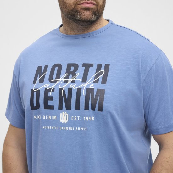 North Latitude Denim Printed Logo T-Shirt Dusty Blue TALL - TALL T-shirts - Tricouri pentru Bărbați Înalți