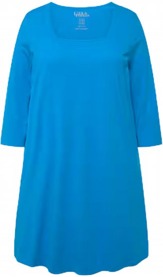 Ulla Popken Square Neckline Knit Swing A-line Pocket Tunic Light Azure - Tricouri -