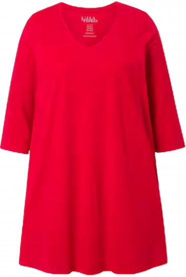 Ulla Popken V-Neck Swing A-line Hem Cotton Knit Tunic Salsa Red - Tricouri -
