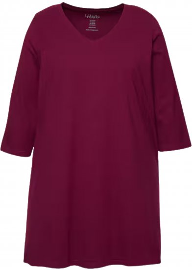 Ulla Popken V-Neck Swing A-line Hem Cotton Knit Tunic Dark Berry - Tricouri - 