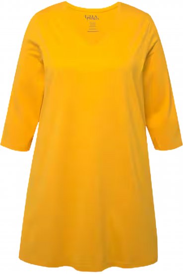Ulla Popken V-Neck Swing A-line Hem Cotton Knit Tunic Orange - Tricouri -