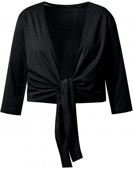 Ulla Popken Versatile Surplice Wrap Tie Hem Bolero Top Black - Tricouri - 