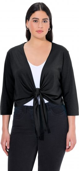 Ulla Popken Versatile Surplice Wrap Tie Hem Bolero Top Black - Tricouri - 
