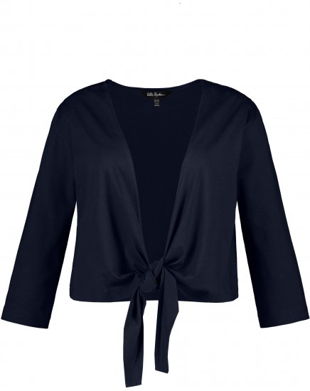 Ulla Popken Versatile Surplice Wrap Tie Hem Bolero Top Navy - Tricouri - 
