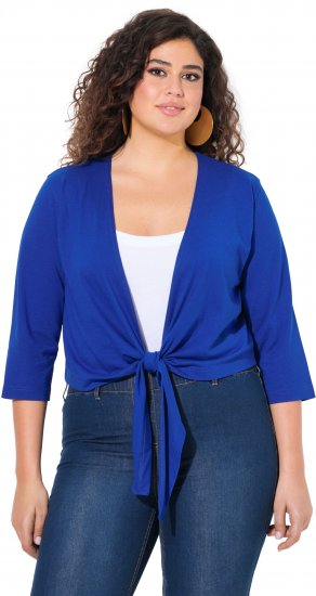 Ulla Popken Versatile Surplice Wrap Tie Hem Bolero Top Cobalt Blue - Tricouri - 