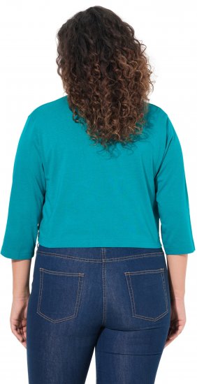 Ulla Popken Versatile Surplice Wrap Tie Hem Bolero Top Teal - Tricouri - 