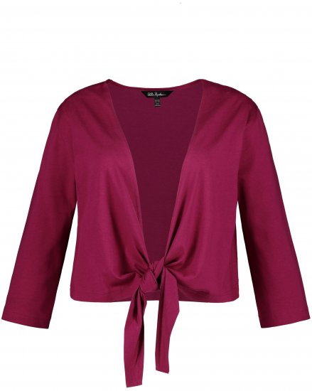 Ulla Popken Versatile Surplice Wrap Tie Hem Bolero Top Magnolia Red - Tricouri - 