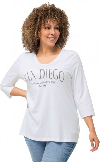 Ulla Popken City Name Graphic Tee Snow White - Tricouri imprimate pentru femei - 