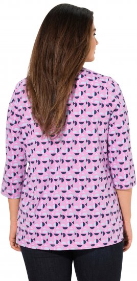 Ulla Popken Geometric Pattern 3/4 Sleeve Tee Amethyst - Tricouri imprimate pentru femei - 