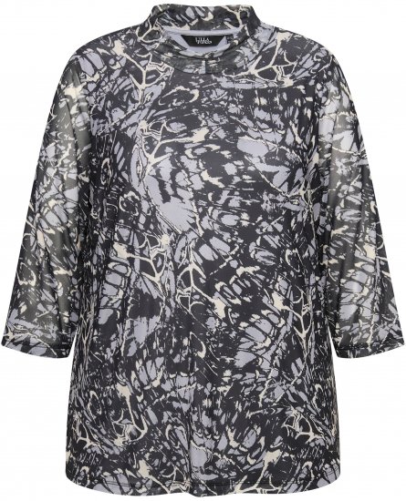 Ulla Popken Mesh Butterfly Wing Layered Tee Black - Tricouri - 
