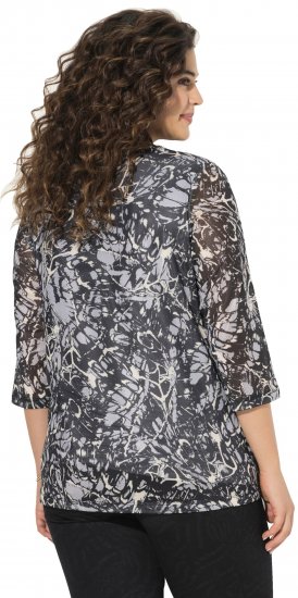 Ulla Popken Mesh Butterfly Wing Layered Tee Black - Tricouri - 