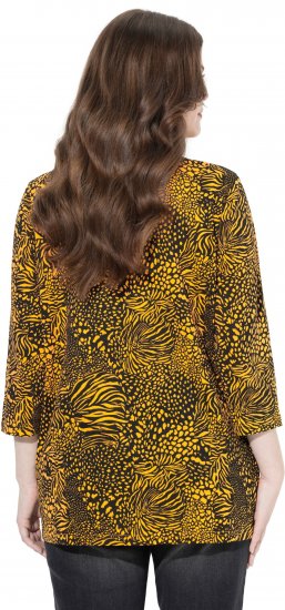 Ulla Popken Animal Print 3/4 Sleeve V-Neck Tee Neon Orange - Tricouri - 