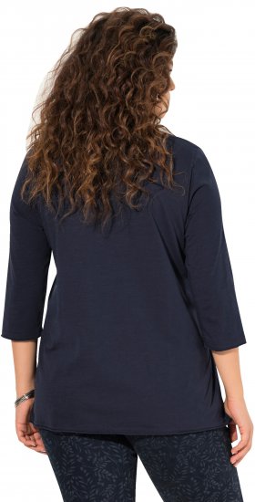 Ulla Popken Peace Love Life 3/4 Sleeve Graphic Tee Navy - Tricouri - 