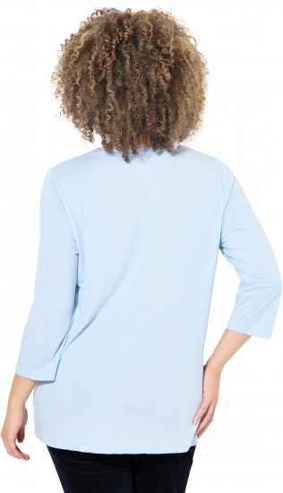 Ulla Popken Country Lettered 3/4 Sleeve Tee Soft Light Blue - Tricouri imprimate pentru femei - 