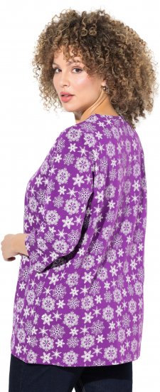 Ulla Popken Snowflake Print 3/4 Sleeve A-Line Tee Dark Purple - Tricouri imprimate pentru femei - 