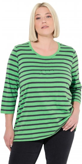Ulla Popken Striped 3/4 Sleeve A-Line Tee Apple Green - Tricouri - 