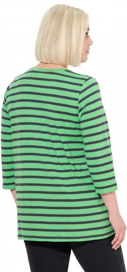 Ulla Popken Striped 3/4 Sleeve A-Line Tee Apple Green - Tricouri - 