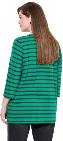 Ulla Popken Striped 3/4 Sleeve A-Line Tee Moss Green - Tricouri - 