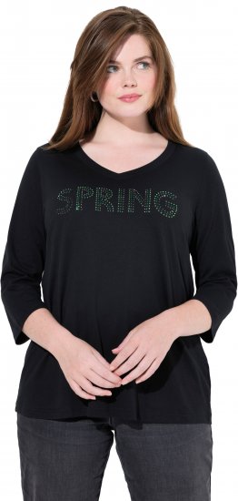 Ulla Popken SPRING Studded 3/4 Sleeve Tee Black - Tricouri - 