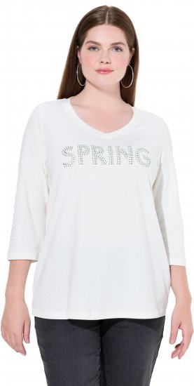 Ulla Popken SPRING Studded 3/4 Sleeve Tee Off-White - Tricouri - 