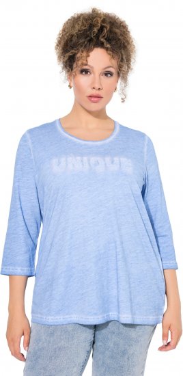 Ulla Popken UNIQUE Embroidered 3/4 Sleeve Tee Light Blue - Tricouri - 