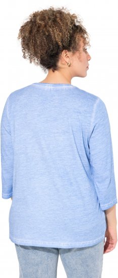 Ulla Popken UNIQUE Embroidered 3/4 Sleeve Tee Light Blue - Tricouri - 