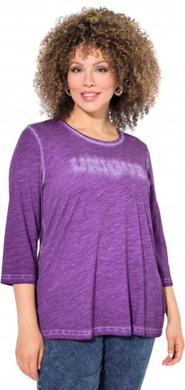 Ulla Popken UNIQUE Embroidered 3/4 Sleeve Tee Purple - Tricouri - 