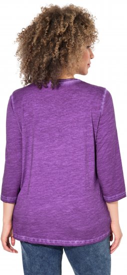Ulla Popken UNIQUE Embroidered 3/4 Sleeve Tee Purple - Tricouri - 